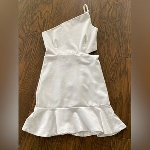 Miss Behave White One-Shoulder Girl’s Dress